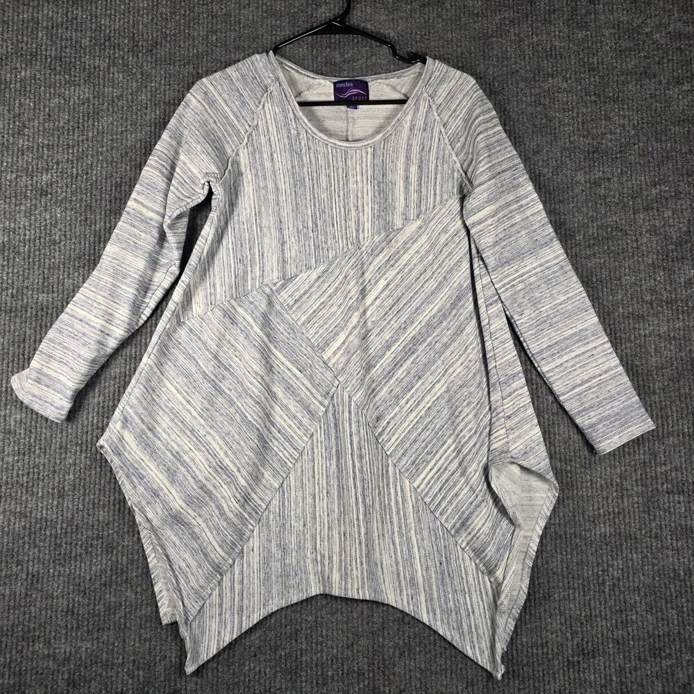 Athena Lane Sport Gray Space Dye Asymmetrical Tunic Top Small